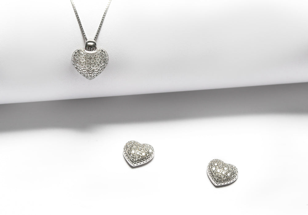 Elevated Heart Illary Pendant Set with Earrings