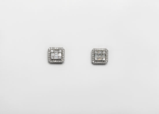Emerald Cut Illusion Setting Janet Pendant Set with Earrings