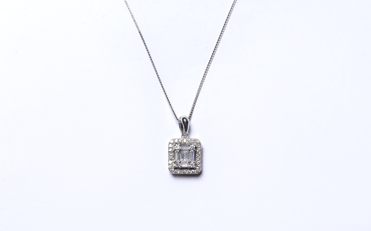 Emerald Cut Illusion Setting Janet Pendant Set with Earrings
