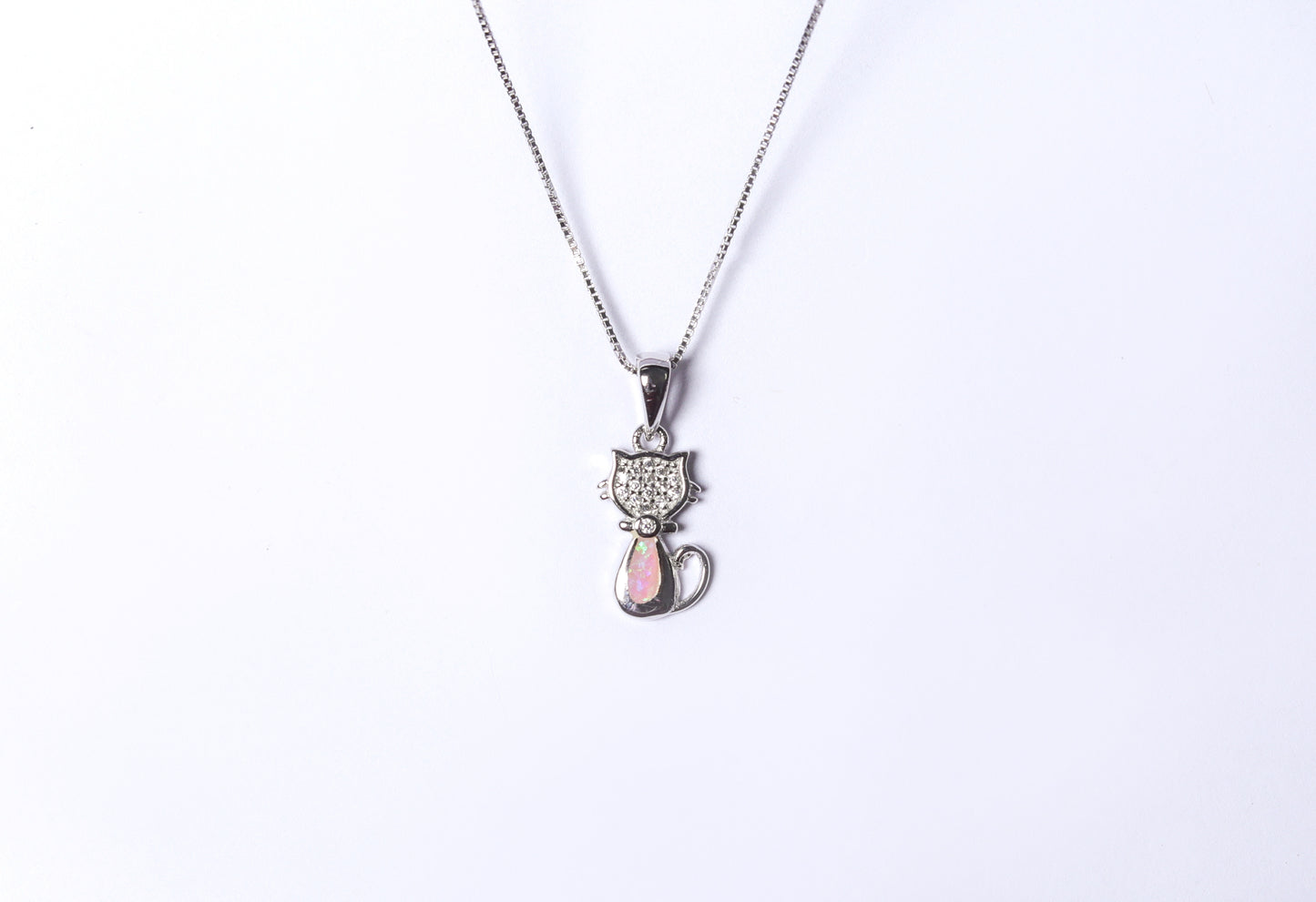 Kids Kitty Silver Pendant with Chain