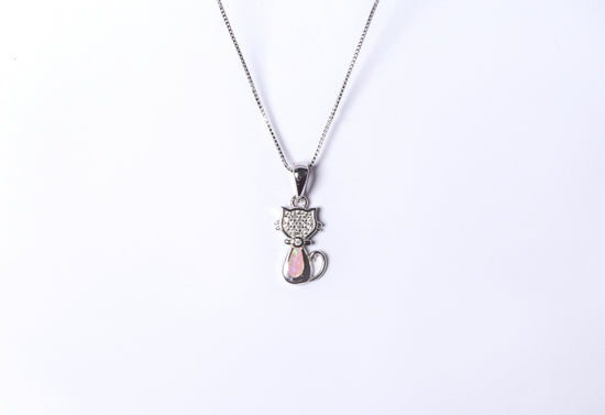 Kids Kitty Silver Pendant with Chain