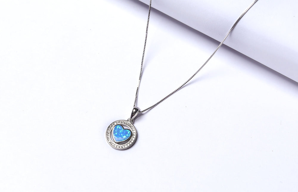 Kids Heart in a Ring Pure 925 Silver Pendant with Chain