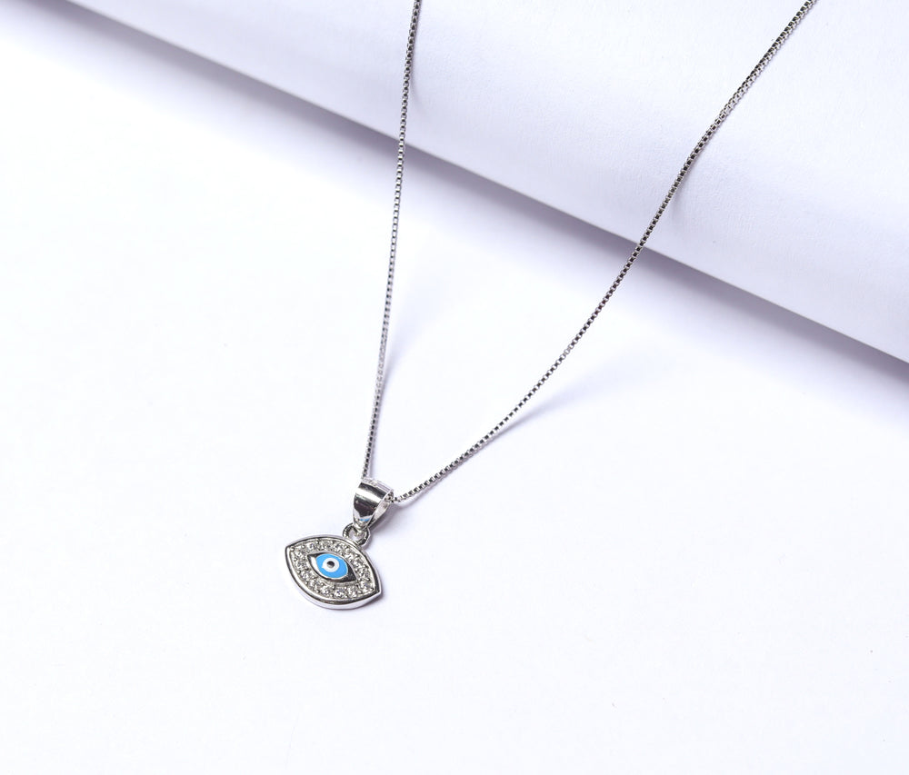 Kids Evil Eye Pure 925 Silver Pendant with Chain