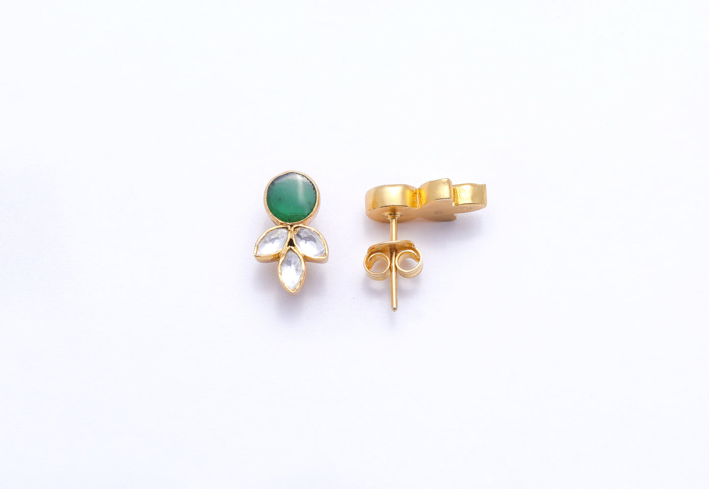 Insiya Polki Studs - Pure 925 Silver