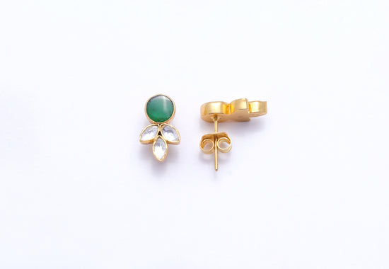 Insiya Polki Studs - Pure 925 Silver