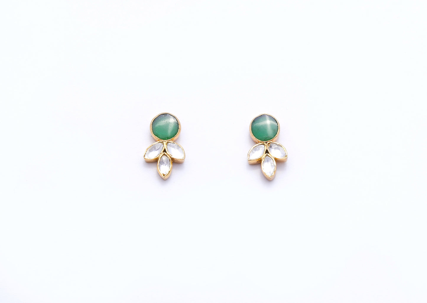 Insiya Polki Studs - Pure 925 Silver