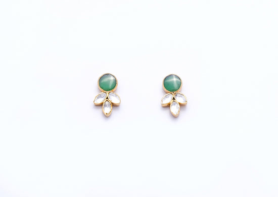 Insiya Polki Studs - Pure 925 Silver