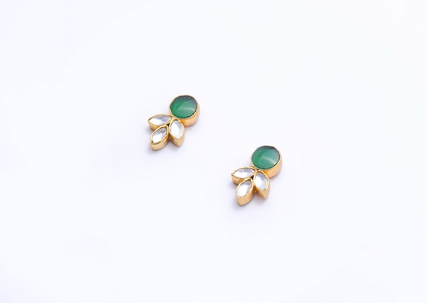 Insiya Polki Studs - Pure 925 Silver