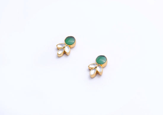 Insiya Polki Studs - Pure 925 Silver