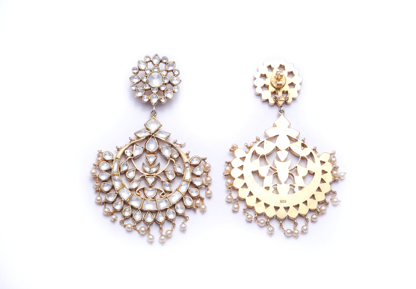 Afsaana Chaandbali Polki Earrings Pure 925 Silver
