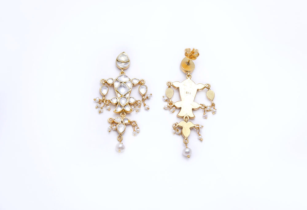 Meeraki Polki Earrings Pure 925 Silver