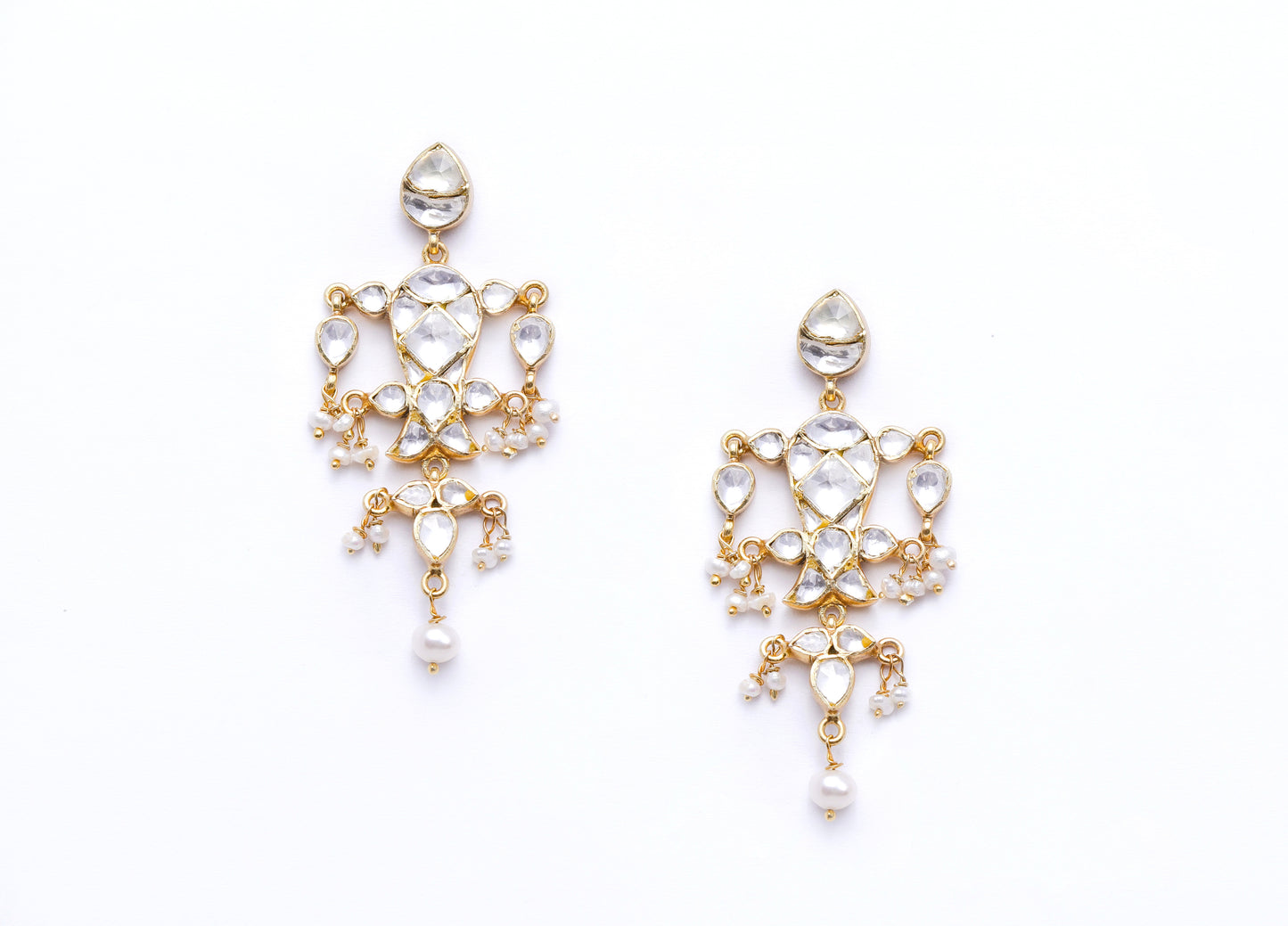 Meeraki Polki Earrings Pure 925 Silver