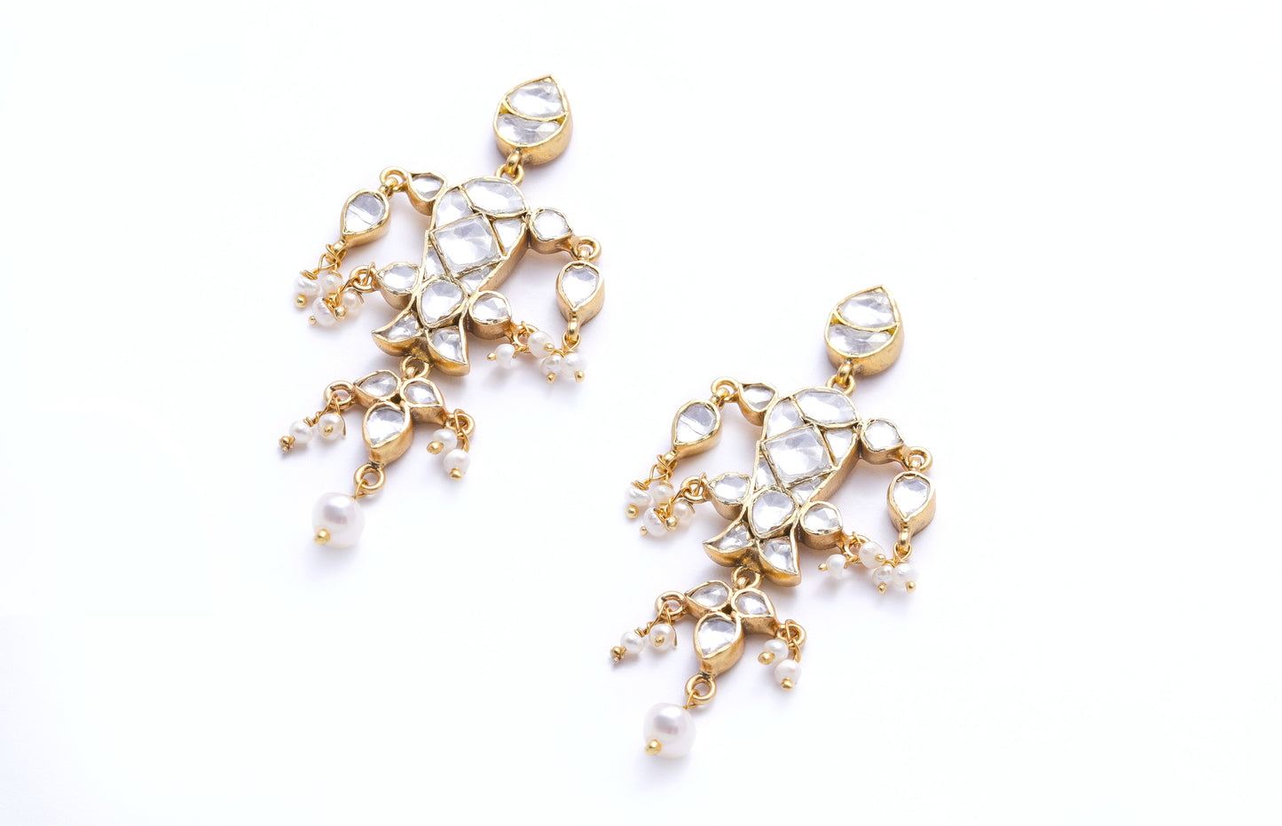 Meeraki Polki Earrings Pure 925 Silver