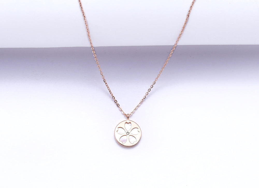 5 Petal Yellow Gold Finish Pendant with Chain