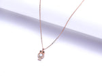 Owl Rose Gold Solitaire Pendant with Chain