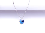 Blue Ocean Heart Solitaire Pendant with Chain