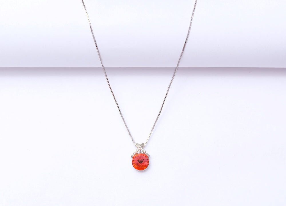 Red Solitaire Pendant With Chain