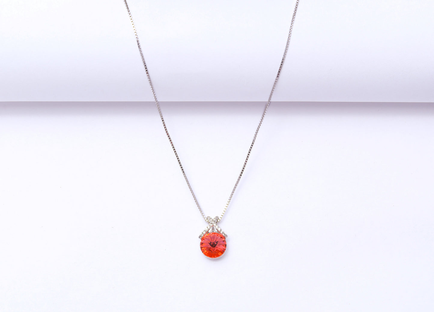 Red Solitaire Pendant With Chain