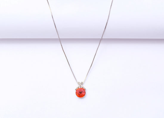 Red Solitaire Pendant With Chain