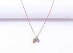 Rose Gold Diamond and Blue Crystal  Pendant with chain