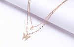 Double Layered  Rose Gold Butterfly Necklace