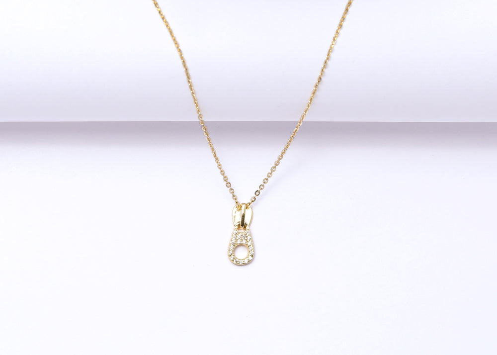 Gold Finish Diamond Studded Zippier Pendant With Chain