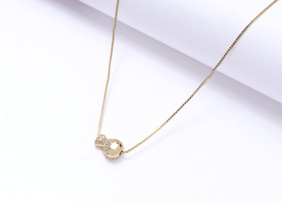 Solid Gold Finish Kids Diamond Fish Pendant with Chain on Pure 925 Silver