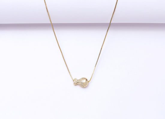 Solid Gold Finish Kids Diamond Fish Pendant with Chain on Pure 925 Silver
