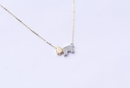 Gold FInish Diamond Dog Pendant with Chain