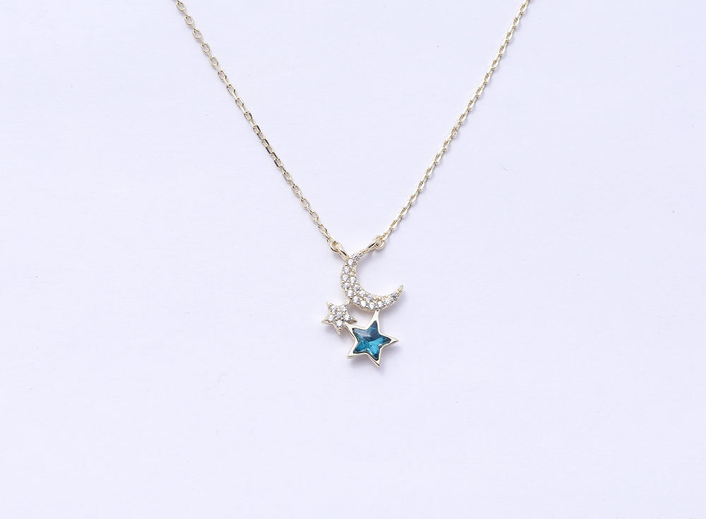 The Sleepy Joe Moon And Star Gold Finish Pendant With Chain