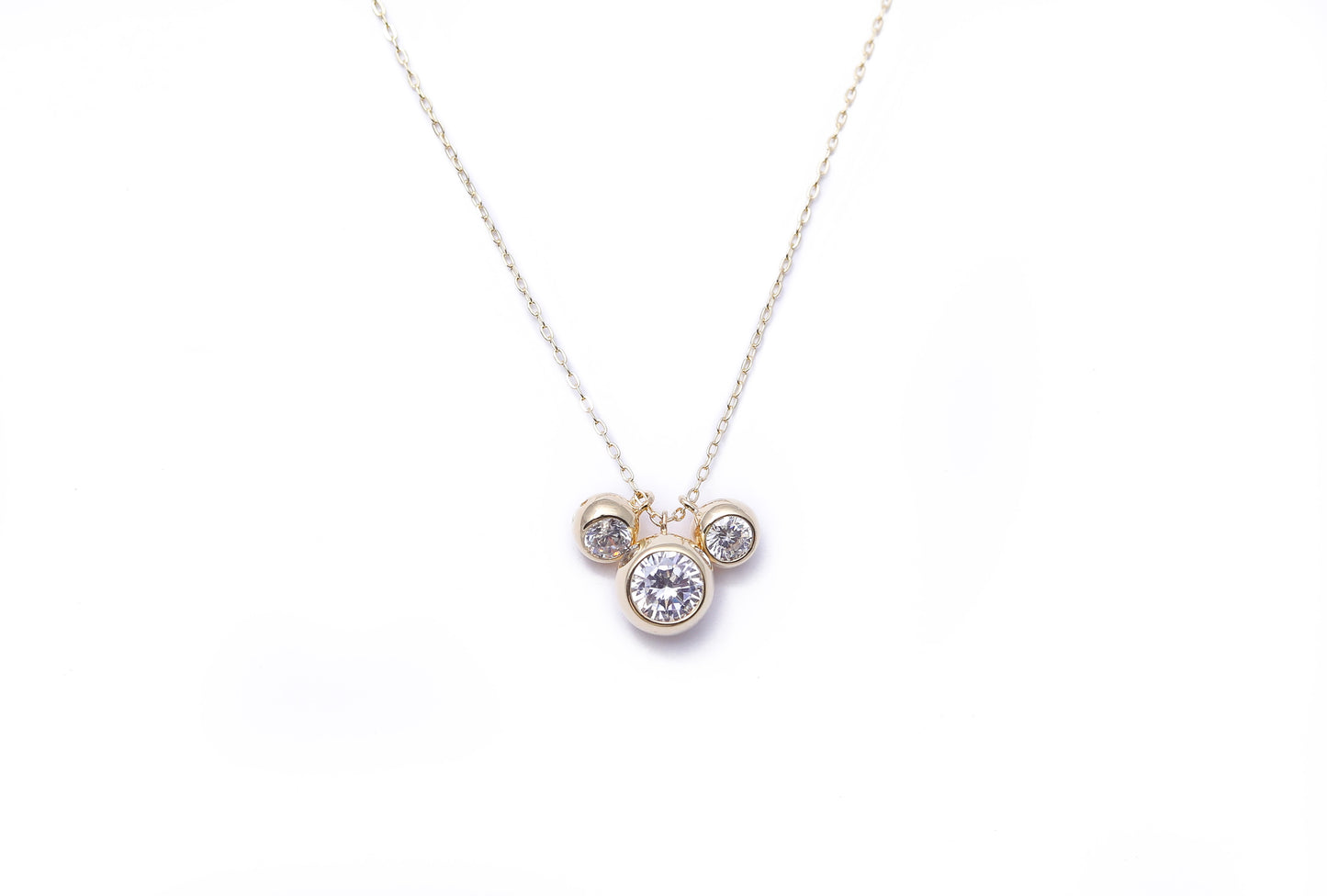 Gold Finish 3 Solitaire Pendant With Chain