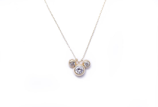 Gold Finish 3 Solitaire Pendant With Chain