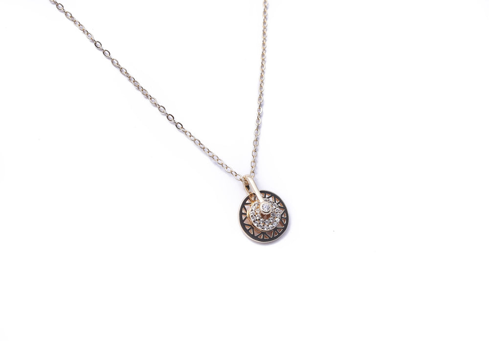 Gold Finish Wheel Pendant With Chain