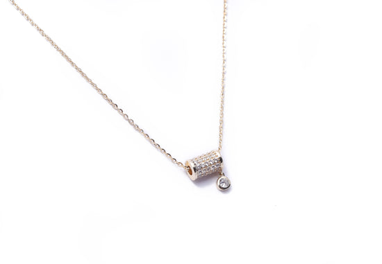 Gold Finish Barrel Pendant With Chain on Pure 925 Silver