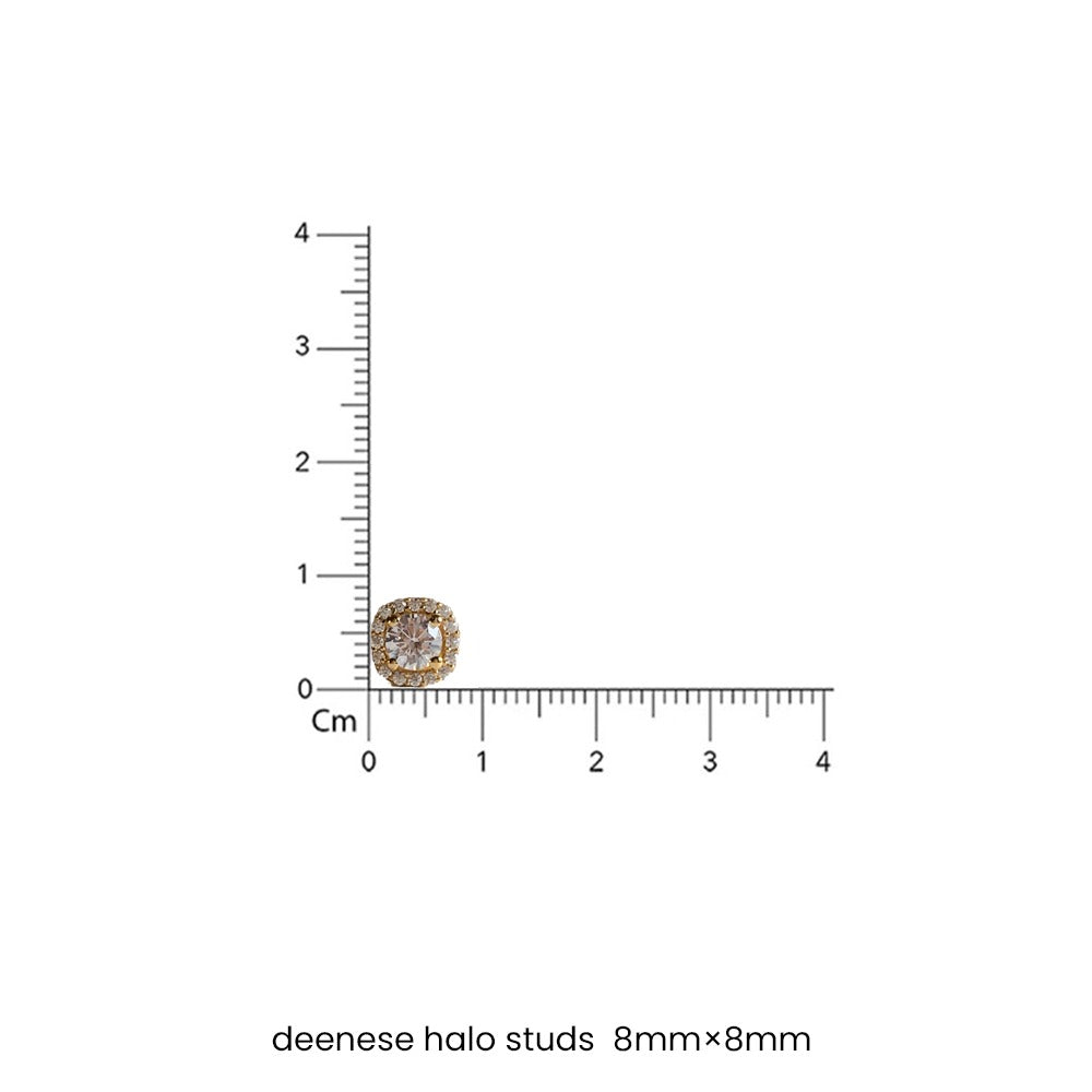 50 Cents Solitaire Deneese Square Border Solitaire Studs with Premium Screw Backs - 18k Gold Finish