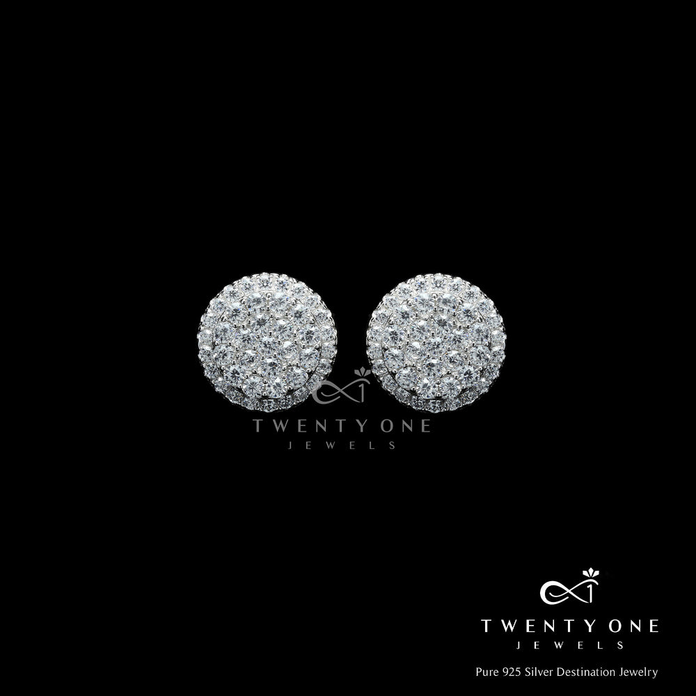 Tressy Diamond Studded Round Studs