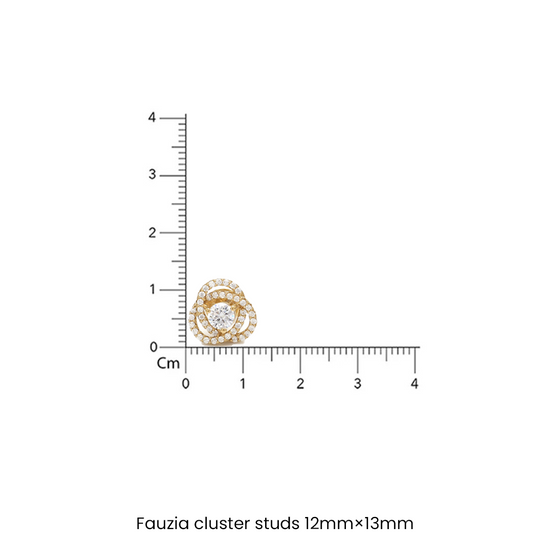Intertwined Cluster Fauzia Solitaire Studs with Premium Screw Backs-18k Gold Finish