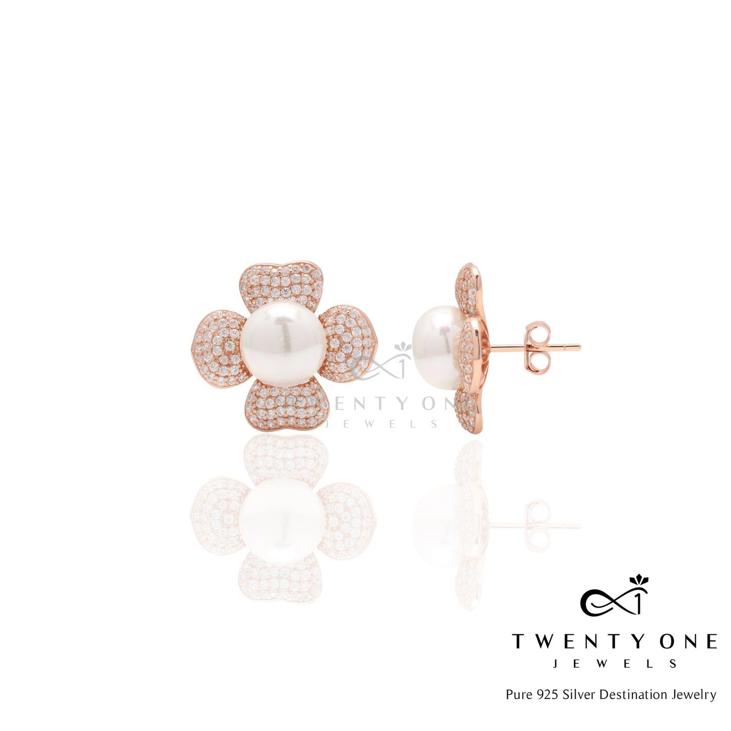 Fresh Water Pearl Rose Gold Studs