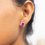 Caesar Ruby and Diamond Studs on Pure 925 Silver