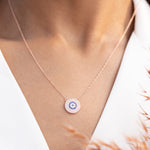 Pure 925 Silver Rose Gold Daria Evil Eye Pendant With Chain