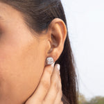 Cushion Cut Solitaire Vallery Studs on Pure 925 Silver