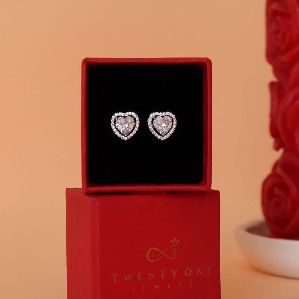  Heart Solitaire Studs 