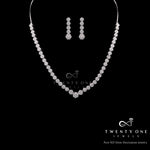 Pressure Setting Classic Solitaire Look Melissa Necklace Set on 925 Silver