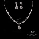 Baguette And Round Cut Diamond  Necklace Set