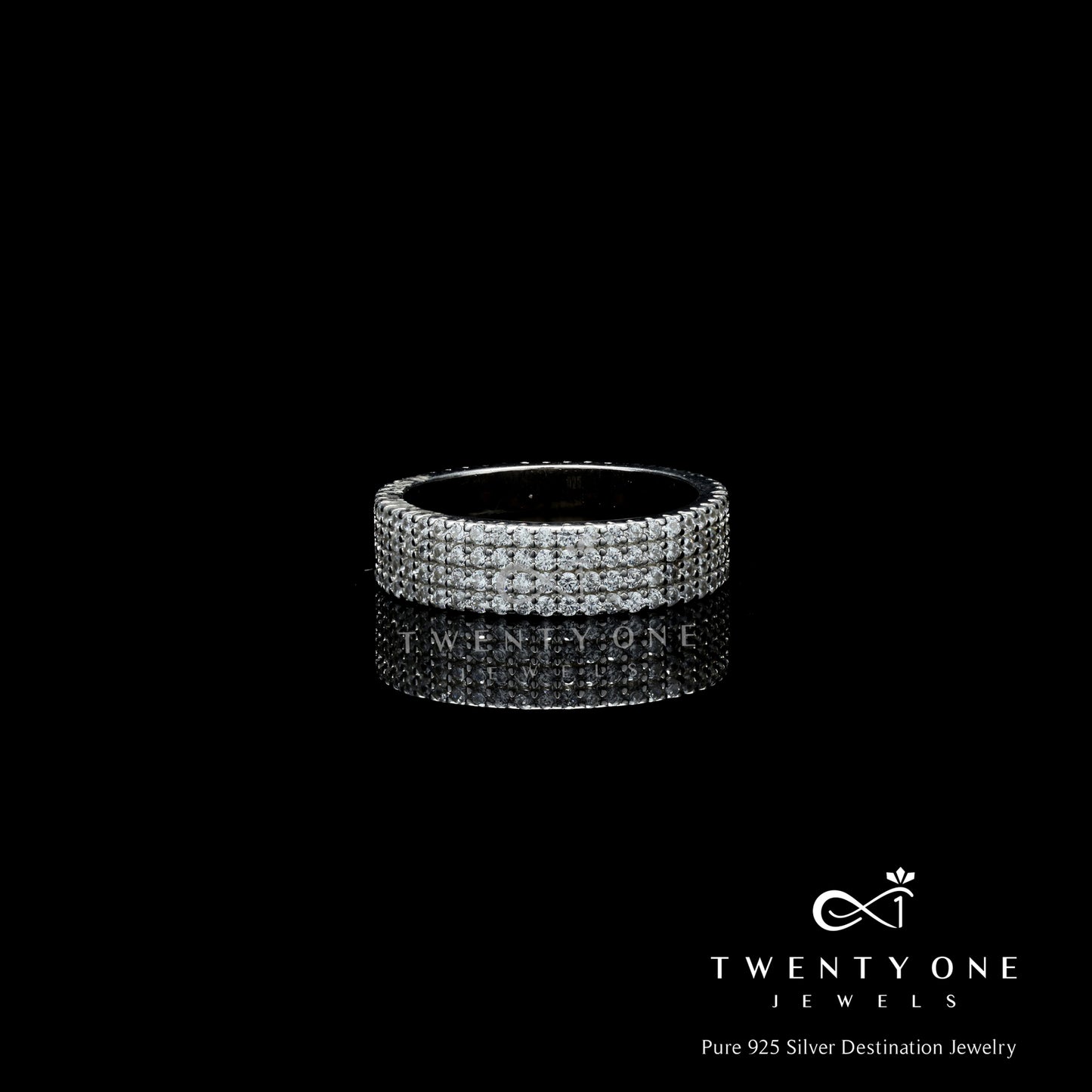 Senobar Diamond Band Ring on Pure 925 Silver.
