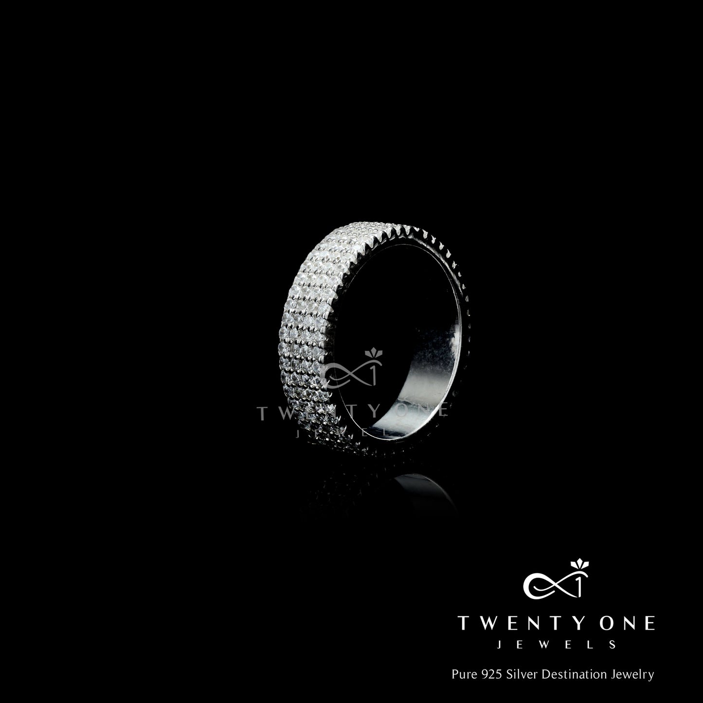 Senobar Diamond Band Ring on Pure 925 Silver.
