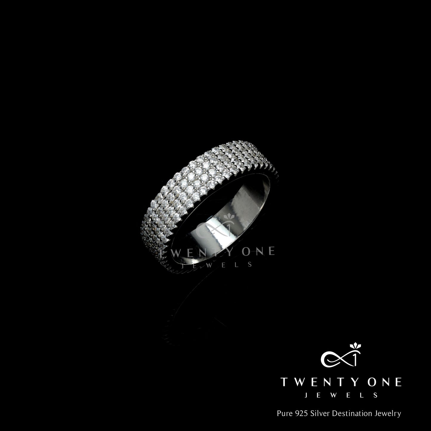 Senobar Diamond Band Ring on Pure 925 Silver.