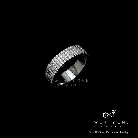 Senobar Diamond Band Ring on Pure 925 Silver.