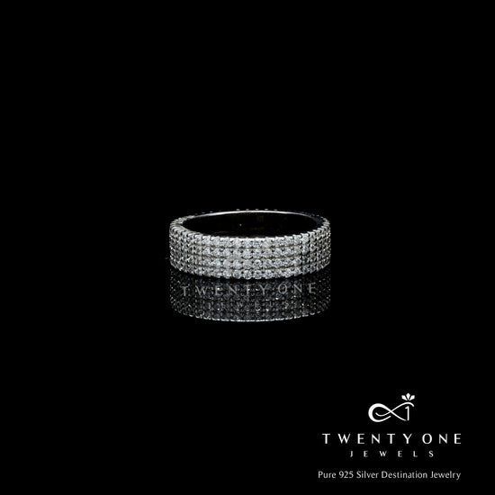 Senobar Diamond Band Ring on Pure 925 Silver.