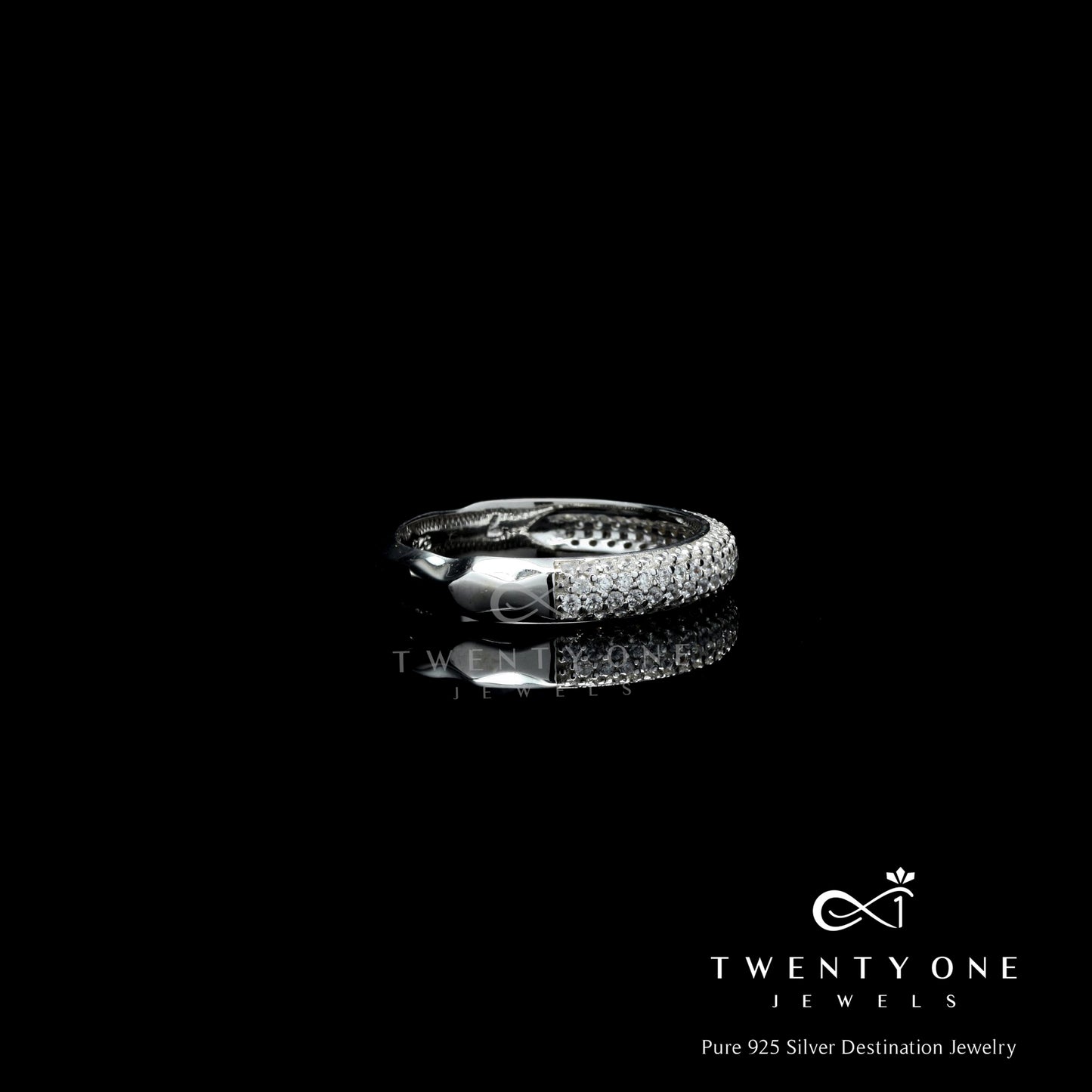 Renosa Diamond Band Ring on Pure 925 Silver